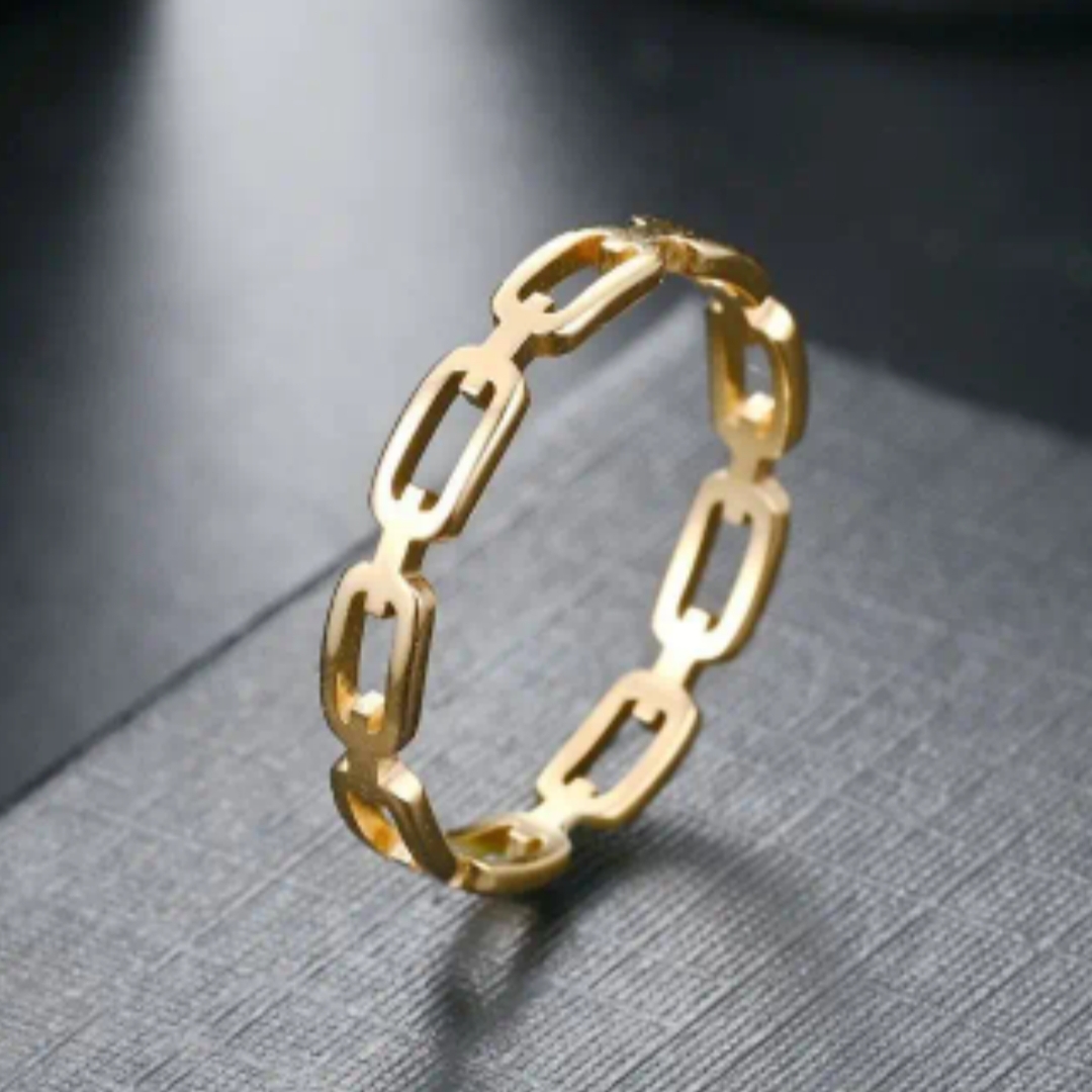 18 Kt Gold Over Titanium Link Ring 18 Kt Gold Over Titanium Link Ring